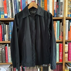 London Fog Towne Collection Black Zipper Pockets Light Wind Rain Jacket size M
